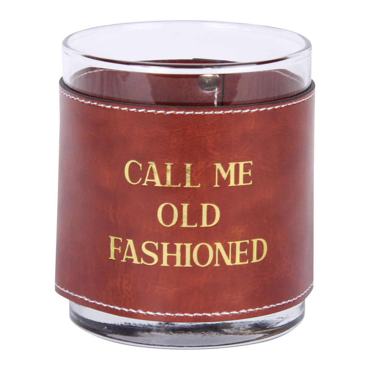 Barrel Down South Call Me Old Fashioned-Gold Faux Leather Rocks Glass