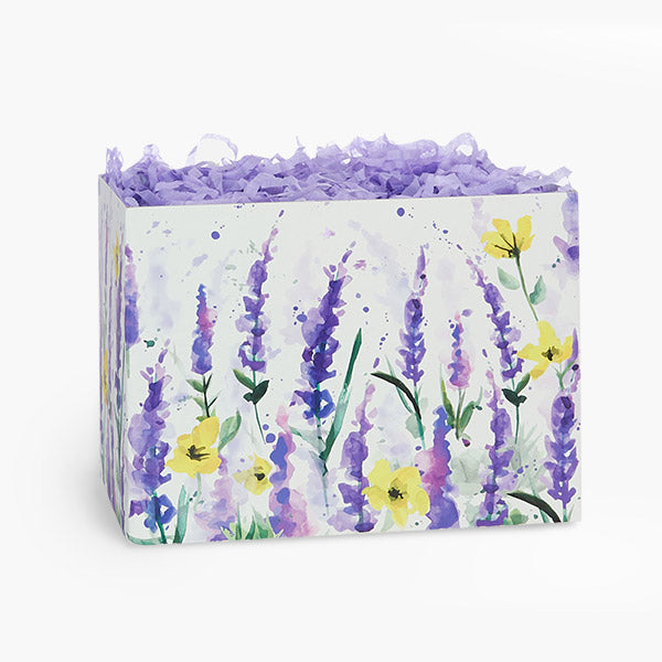 Gift Basket Boxes: Watercolor Lavender/ Large 10.25x6x7.5"