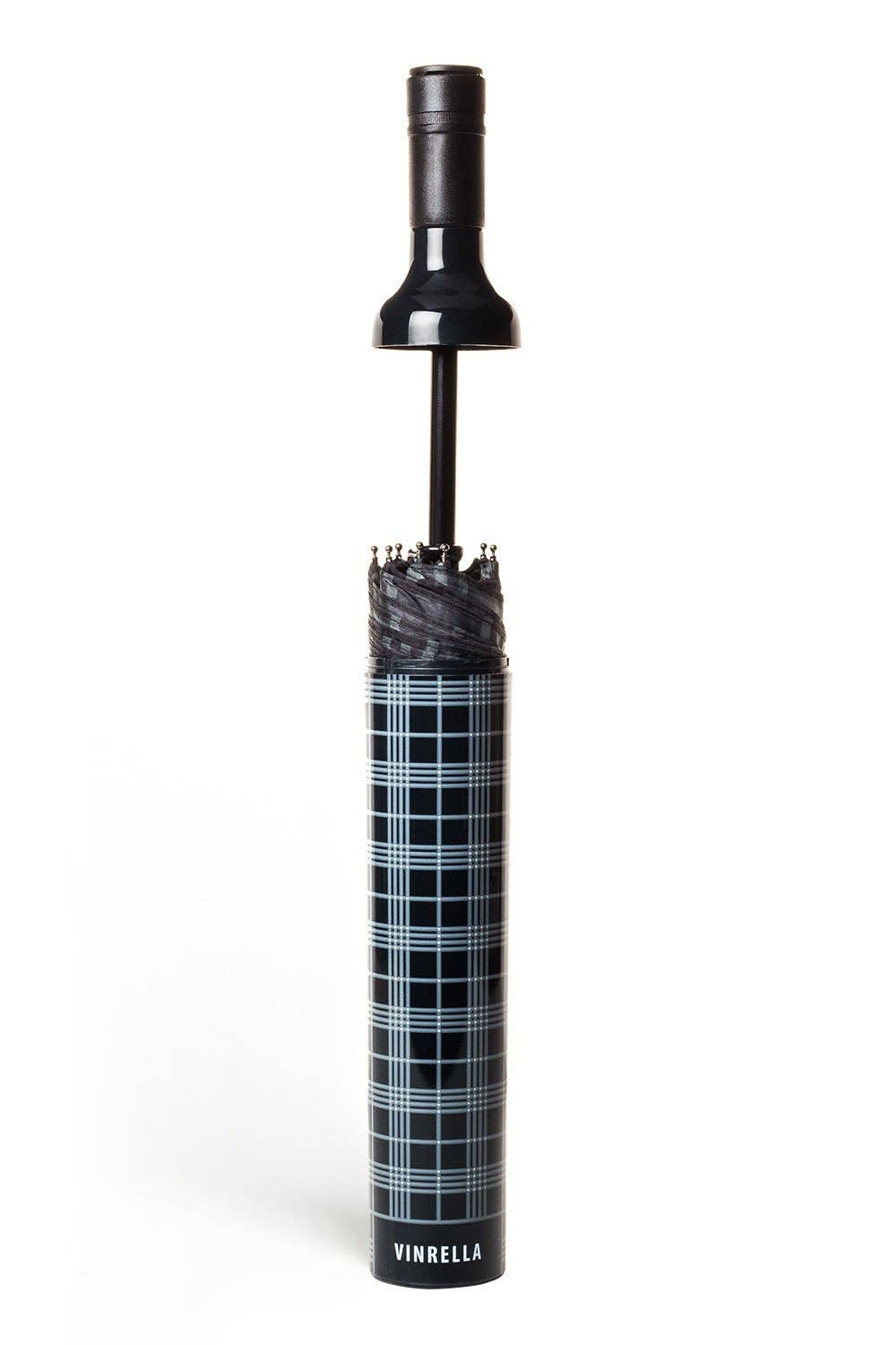 Vinrella Black Plaid Bottle Umbrella
