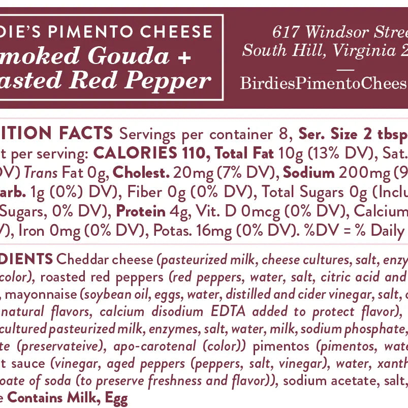 Birdie's Smoked Gouda & Roasted Red Pepper Pimento Cheese
