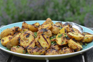 Grilled Baby Potatoes with Dijon Mustard and Herbs