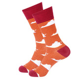 Barrel Down South Maroon/Orange Stripe Virginia Shape Socks