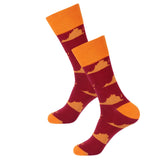 Barrel Down South Maroon/Orange Virginia Shape Socks