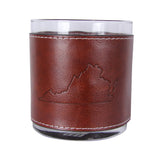 Barrel Down South VA Outline Faux Leather Rocks Glass