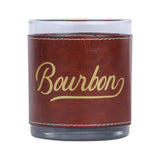 Barrel Down South Gold Bourbon Script Faux Leather Rocks Glass