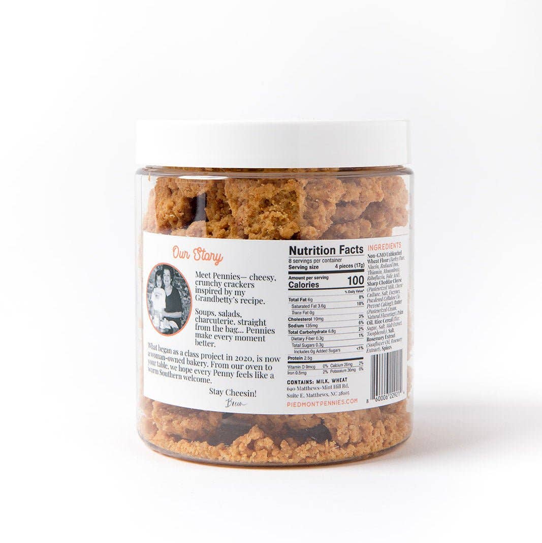 Piedmont Pennies Original Sharp Cheddar Cheese Crackers, Gift Jar