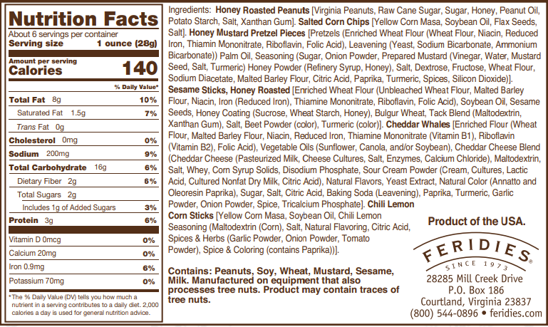 Feridies 5 O'clock Crunch Snack Mix Honey Cheddar 6oz