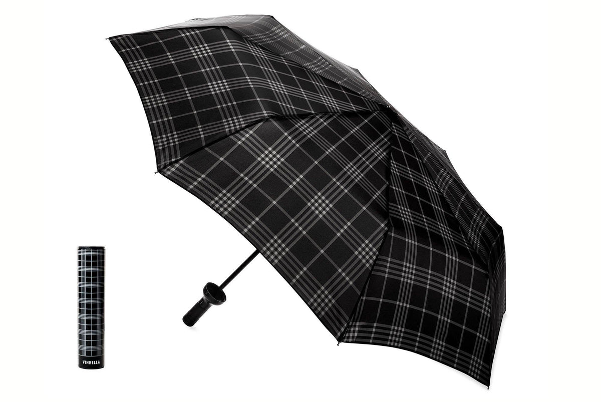 Vinrella Black Plaid Bottle Umbrella