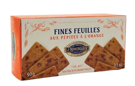 La Dunkerquoise Fines Feuilles Biscuits with Orange Pieces