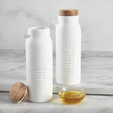 SBDS Matte White Ceramic Bottles - Oil & Vinegar Set of 2