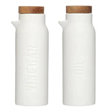 SBDS Matte White Ceramic Bottles - Oil & Vinegar Set of 2
