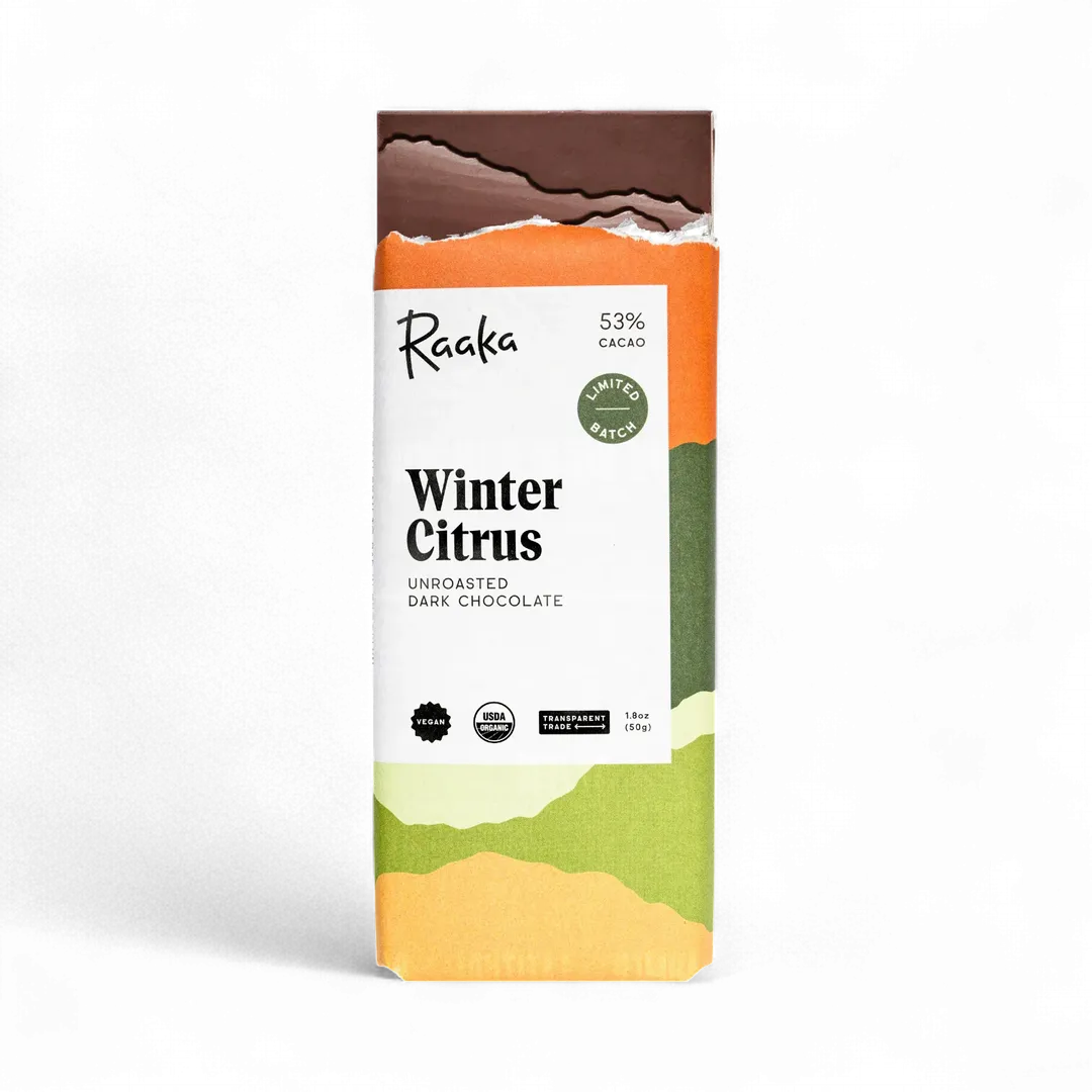 Raaka Winter Citrus 53% Cacao Dark Chocolate Bar