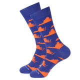 Barrel Down South Blue/Orange Virginia Shape Socks