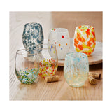 Tag Confetti Stemless Wine Glass Orange Multi