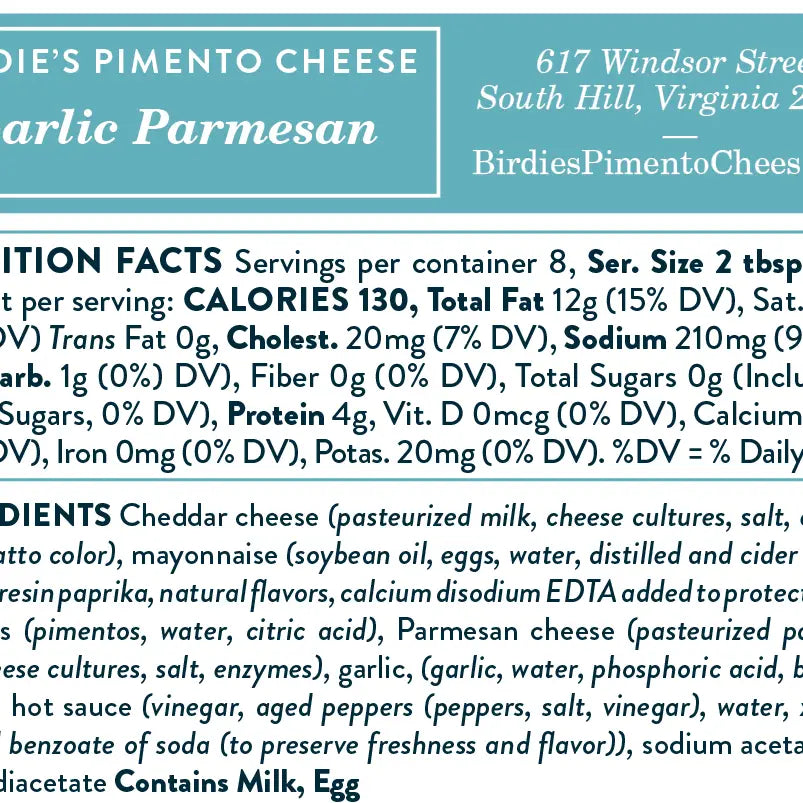 Birdie's Garlic Parmesan Pimento Cheese