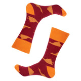 Barrel Down South Maroon/Orange Virginia Shape Socks