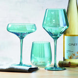 Tag Chelsea Iridescent Optic Coupe Glass Aqua