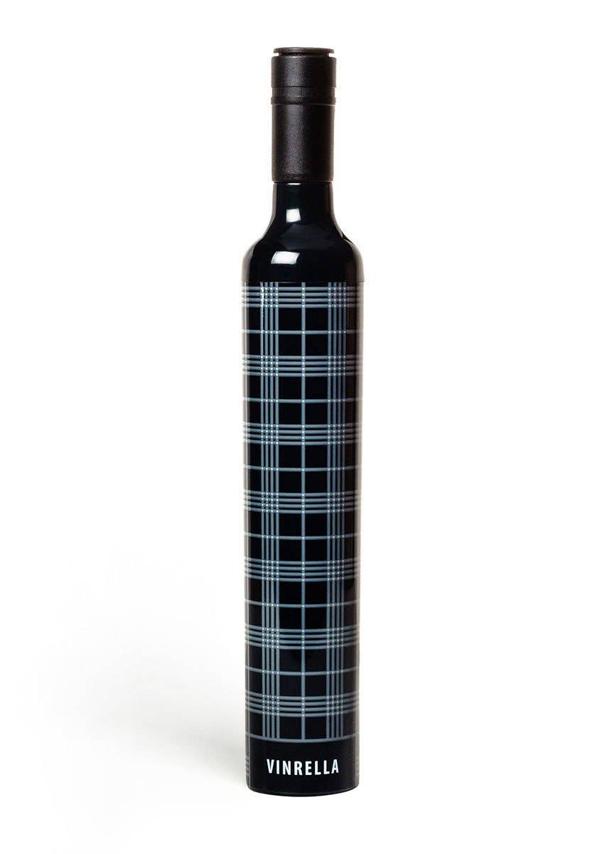 Vinrella Black Plaid Bottle Umbrella