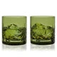 Viski Admiral Cut Crystal Green Rocks Glasses Set of 2